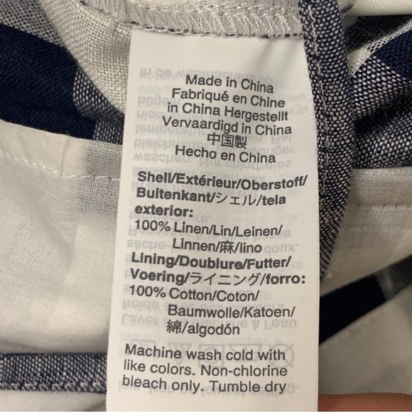 New J. Crew Gingham Beauchamps Linen Spaghetti Strap Jumpsuit In Navy Ivory $128 - Picture 8 of 8